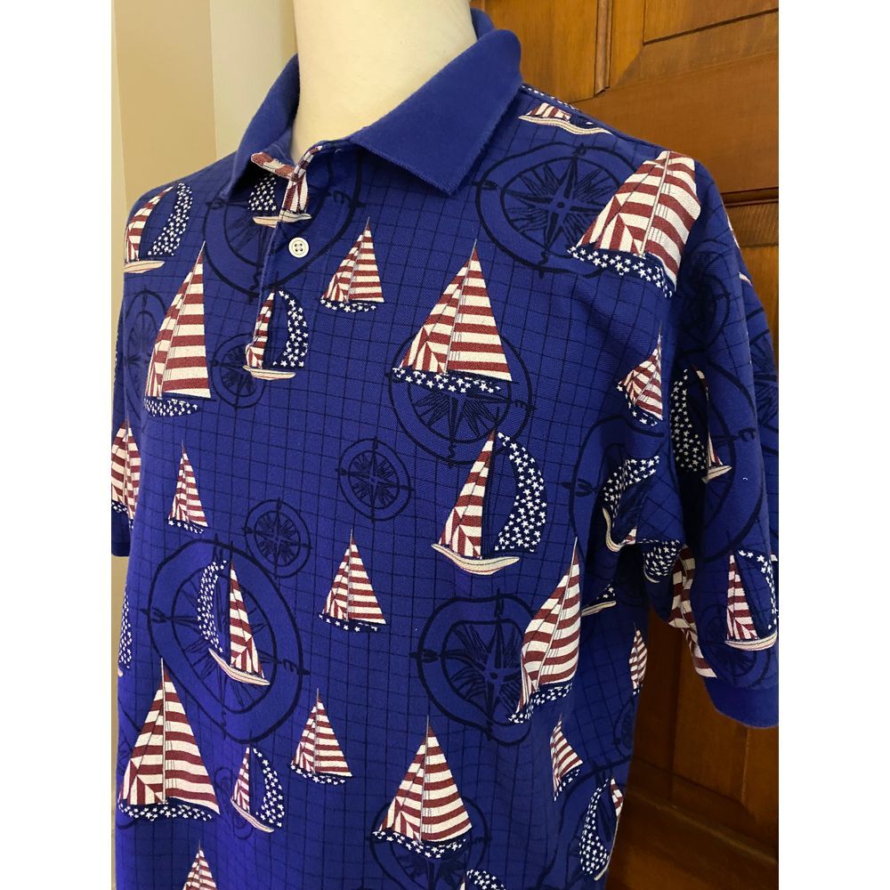 C&B Sport Sailing Regatta Polo Shirt Mens‎ L Tall Navy Short Sleeve USA Preppy